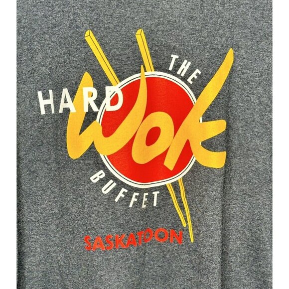 Gildan Mens T Shirt Funny Art To Wear THE HARD WOK BUFFET SASKATOON Gray Sz XXL - Picture 3 of 7